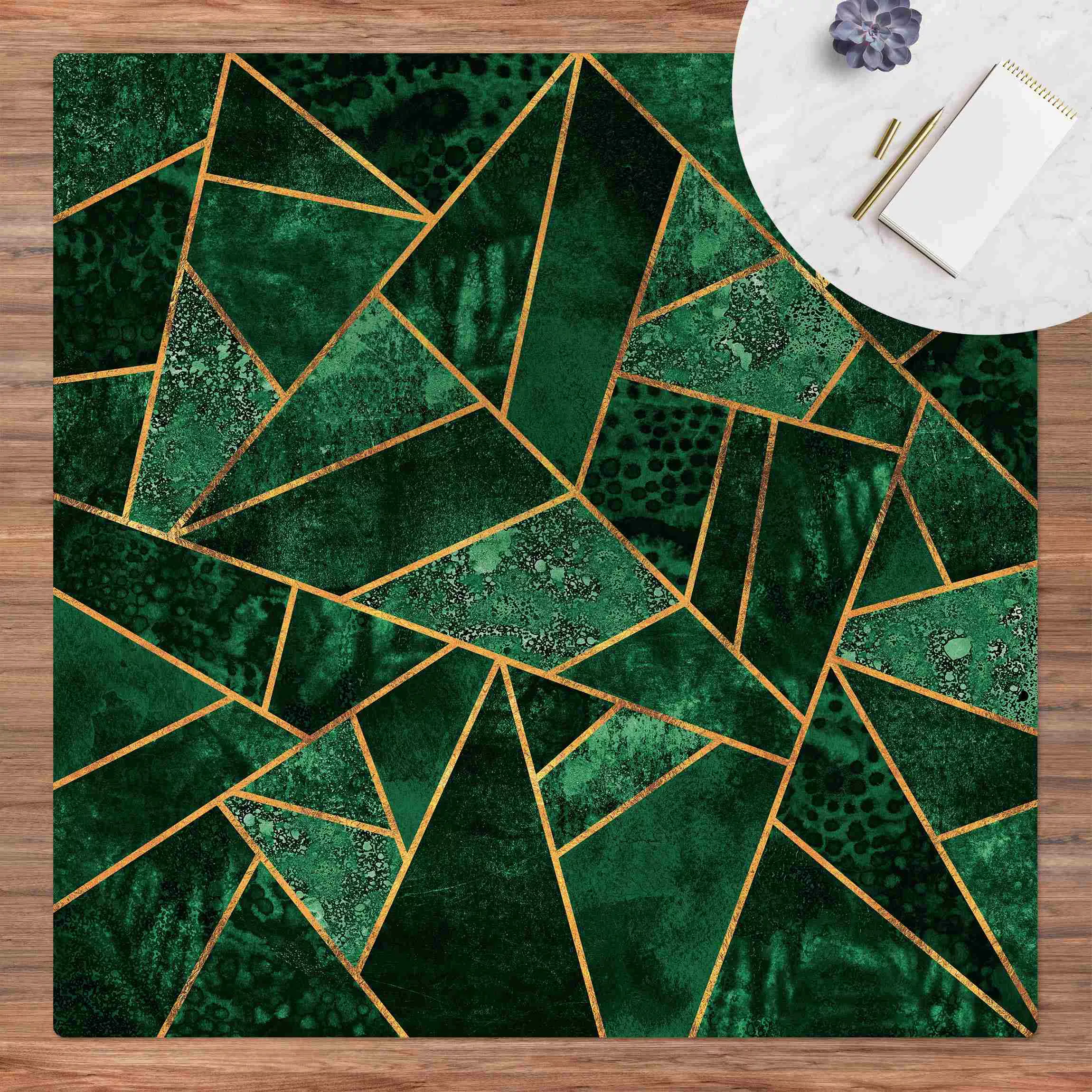 Kork-Teppich Dunkler Smaragd mit Gold günstig online kaufen