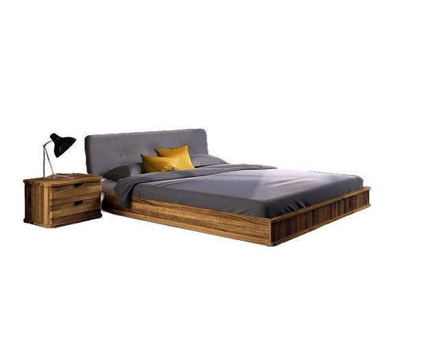 Natur24 Einzelbett Bett Tula 2 Wildeiche massiv 90x200cm mit Polsterkopftei günstig online kaufen