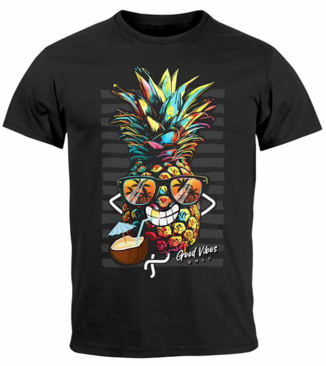 Neverless Print-Shirt Herren T-Shirt Ananas Good Vibes Sommer Sonne Party C günstig online kaufen