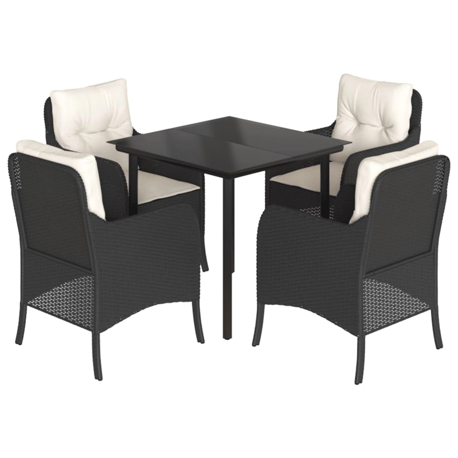 vidaXL 5-Tlg Garten-Essgruppe mit Kissen Schwarz Poly Rattan 3211914 günstig online kaufen