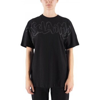 Disclaimer  T-Shirts & Poloshirts Jersey-T-Shirt mit schwarzem Maxi-Logo günstig online kaufen