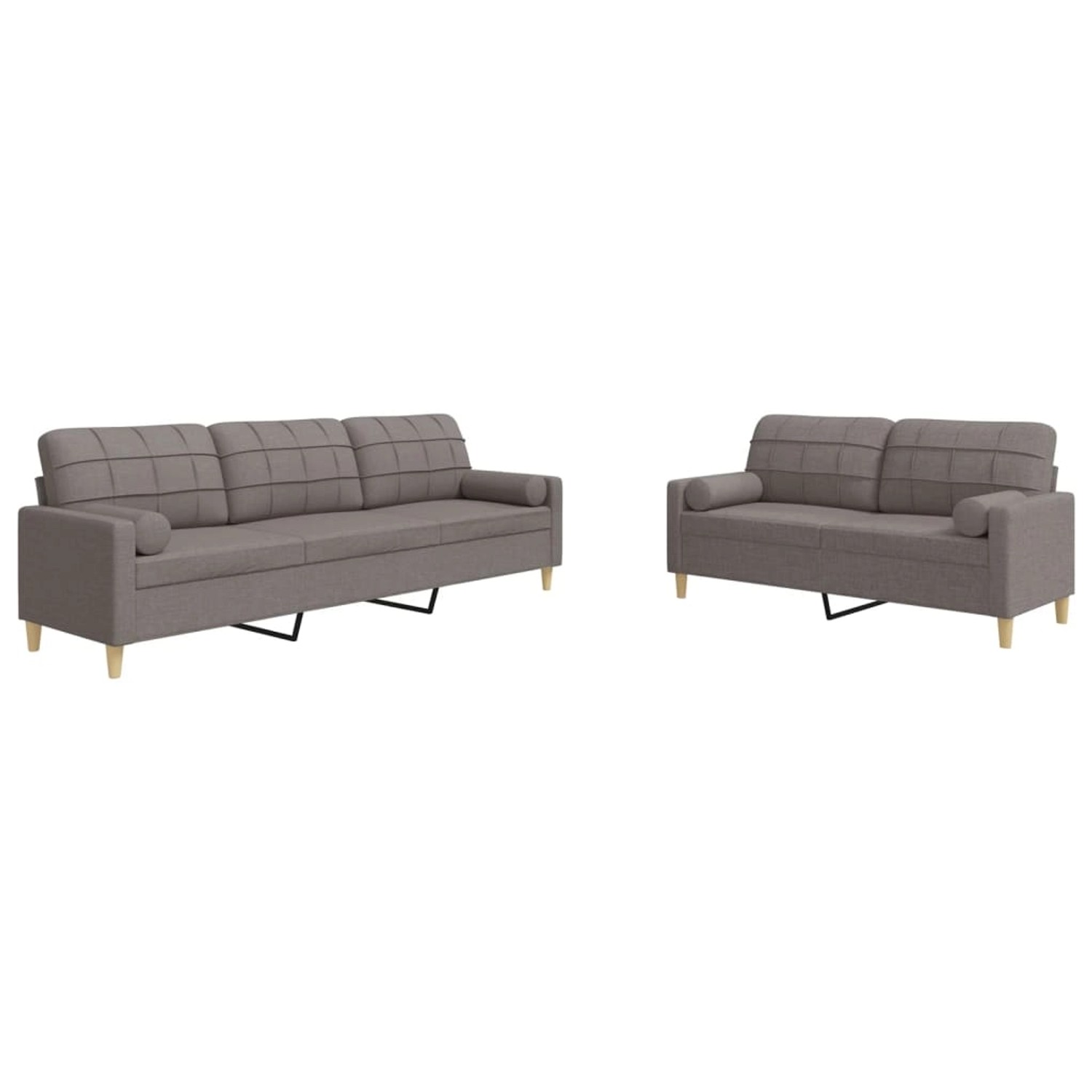 vidaXL 2-Tlg Sofagarnitur mit Dekokissen Taupe Stoff 2162859 günstig online kaufen