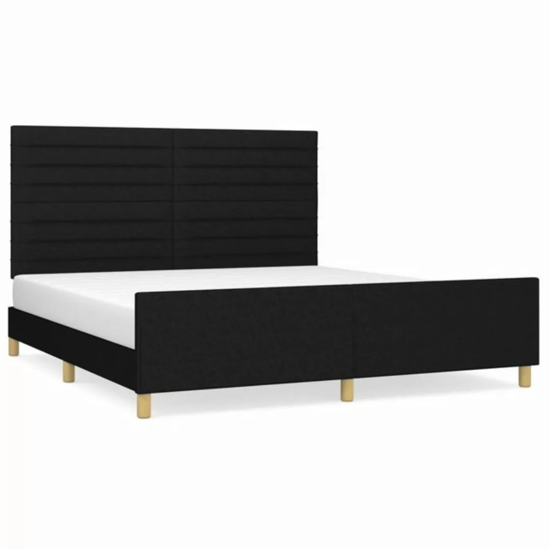 vidaXL Bettgestell Bettrahmen mit Kopfteil Schwarz 180x200 cm Stoff Bett Be günstig online kaufen