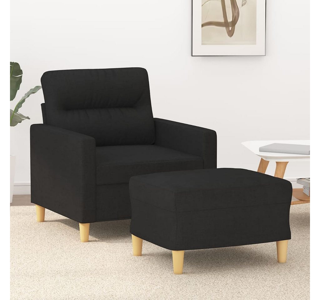 vidaXL Sofa Sessel mit Hocker 60 cm Stoff, Schwarz günstig online kaufen