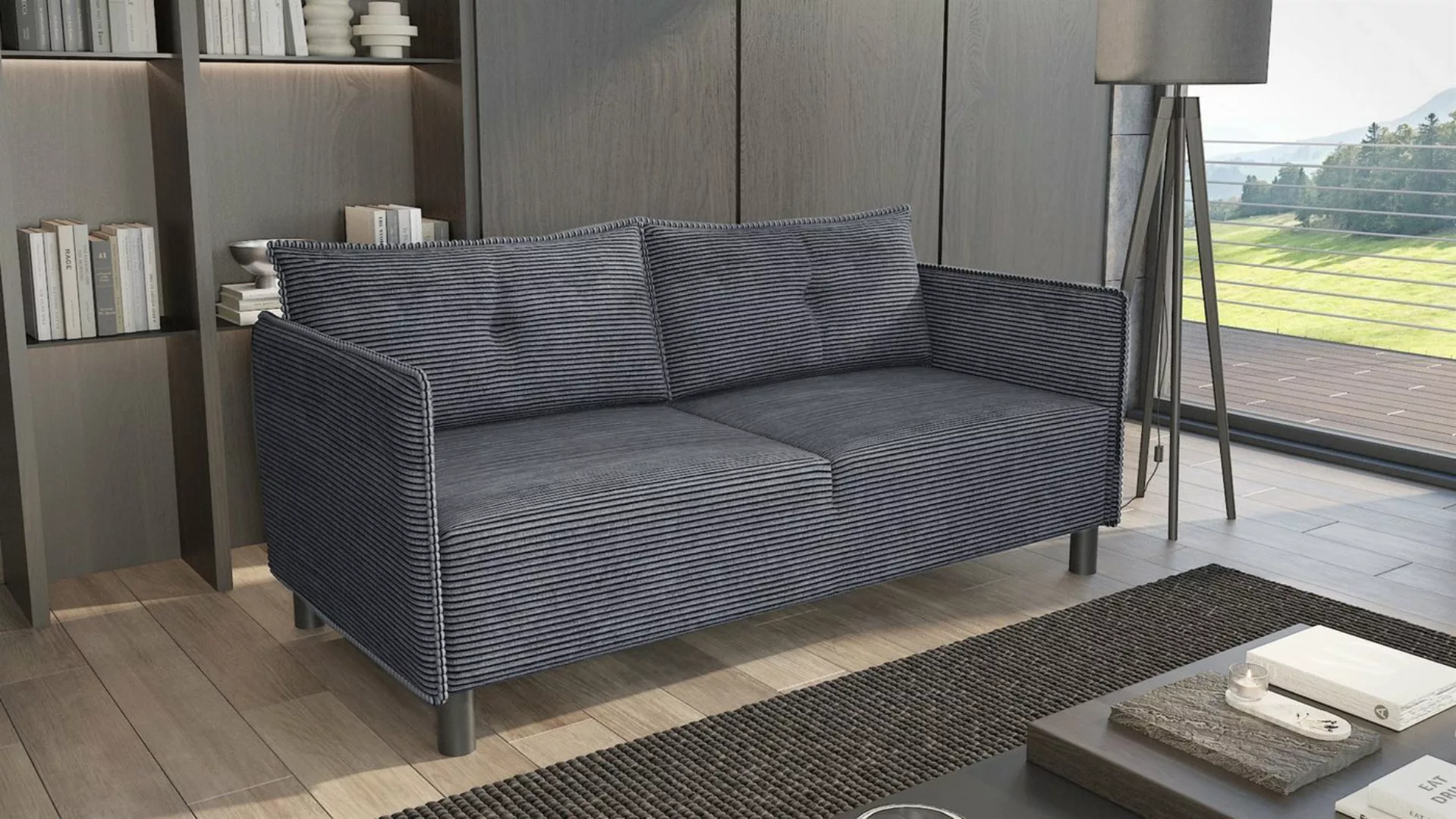 Fun Möbel 3-Sitzer Sofa Designersofa DECLAN in Stoff Lincoln, inkl. 2 Rücke günstig online kaufen
