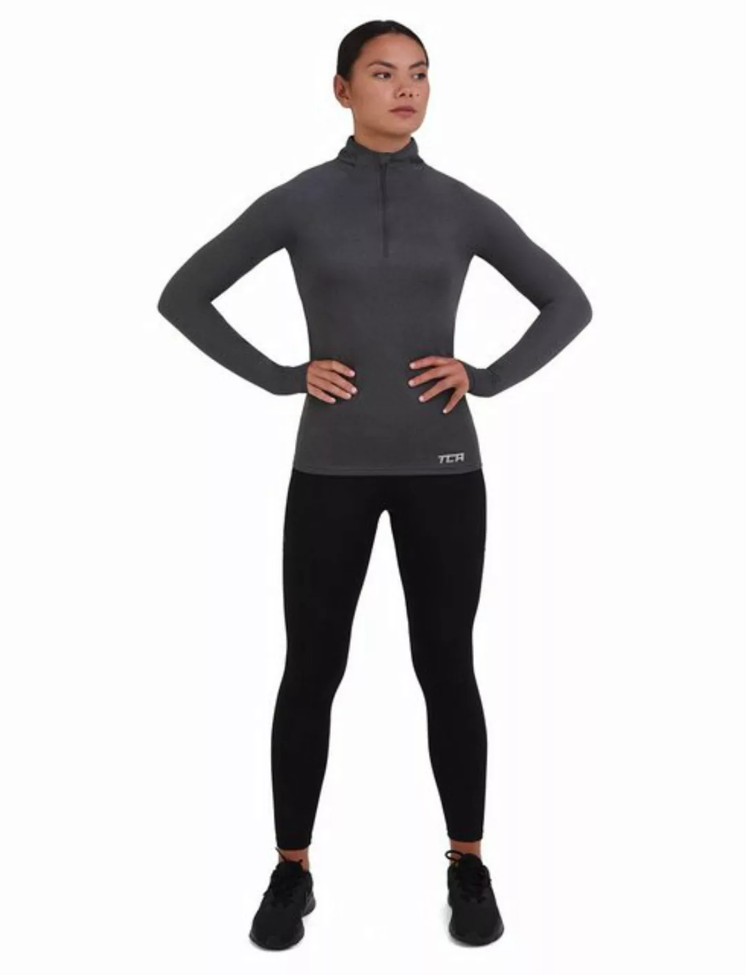 TCA Langarmshirt Damen Sport Shirt Langarm Laufshirt Fitness Yoga - Hellgra günstig online kaufen