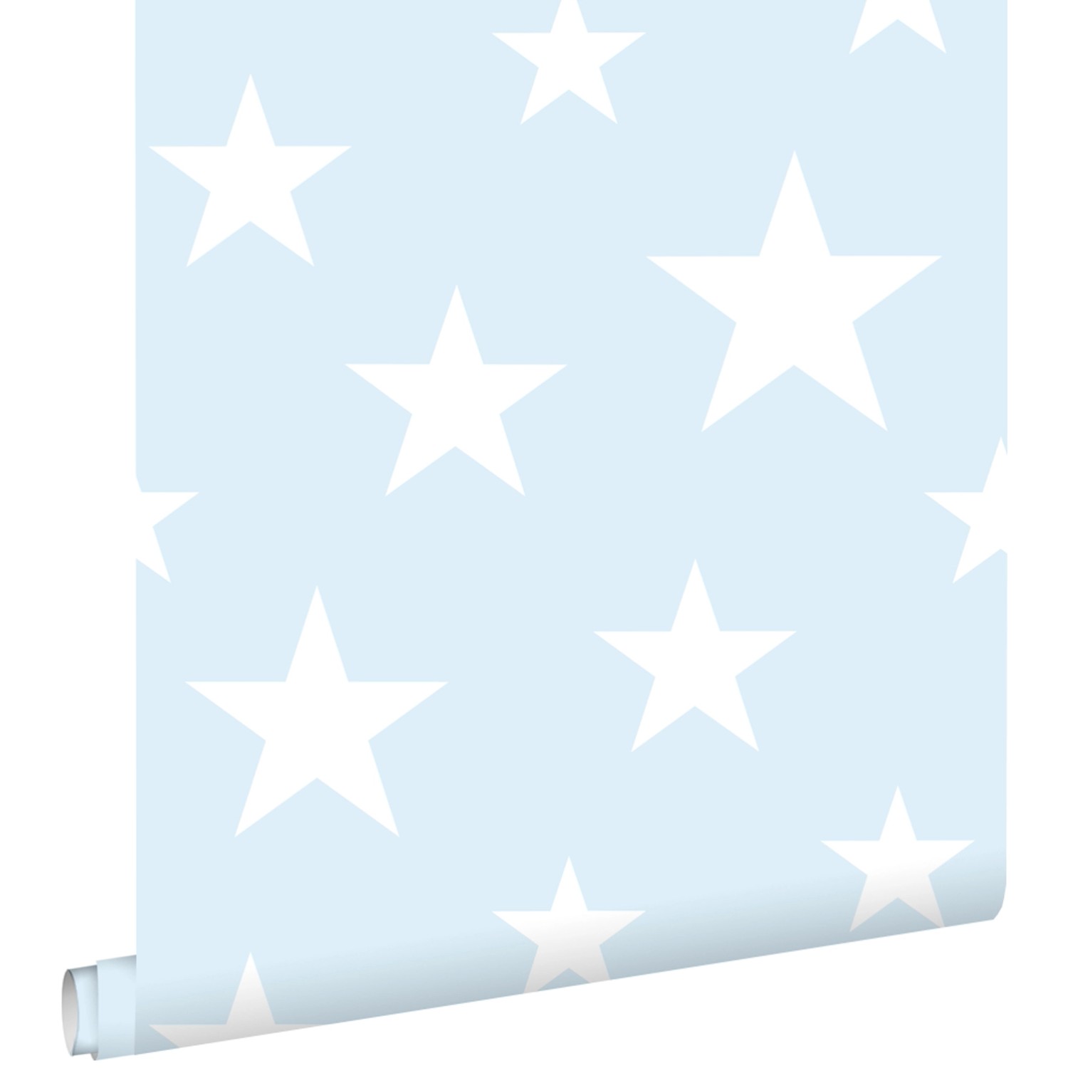 ESTAhome Tapete Große und Kleine Sterne Hellblau und Weiß 53 cm x 10,05 m 1 günstig online kaufen
