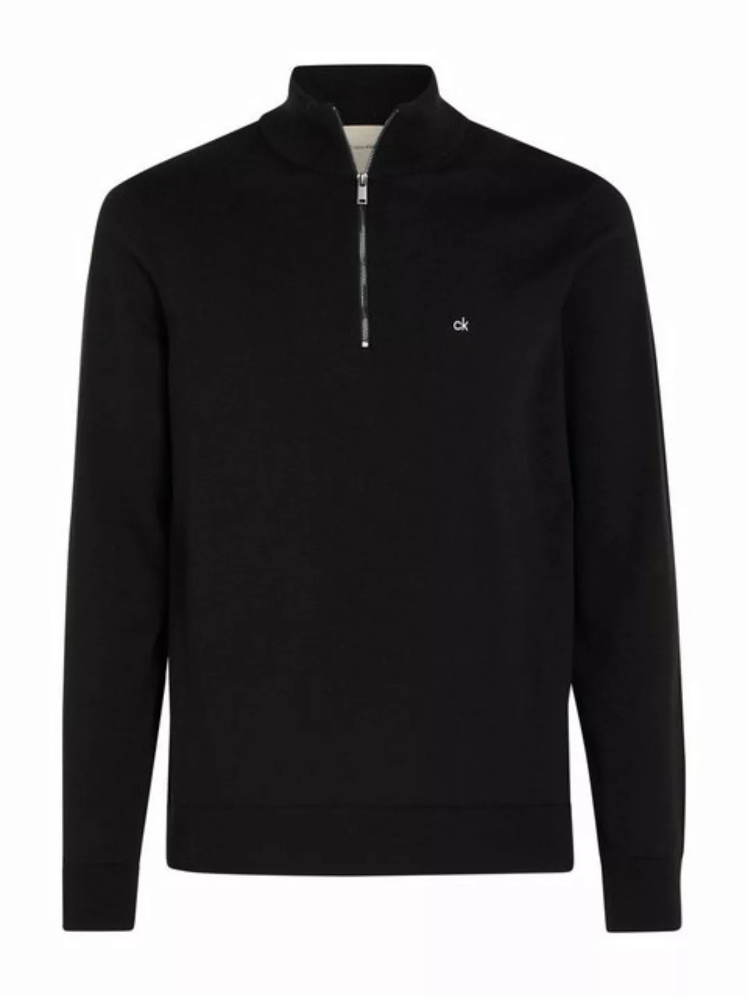 Calvin Klein Stehkragenpullover COTTON SILK BLEND QUARTER ZIP mit Logostick günstig online kaufen