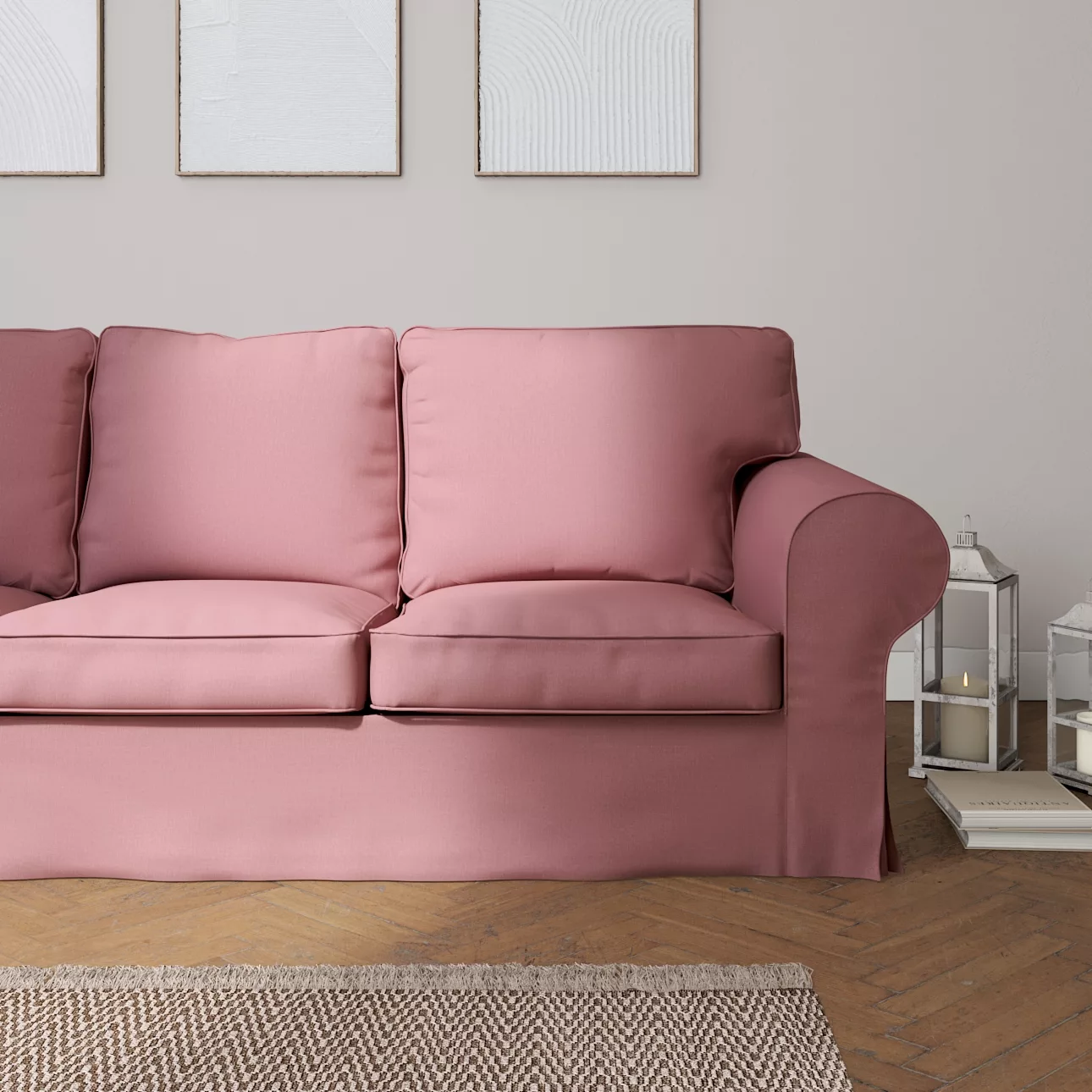 Bezug für Ektorp 3-Sitzer Schlafsofa, ALTES Modell, altrosa, Sofahusse Ekto günstig online kaufen