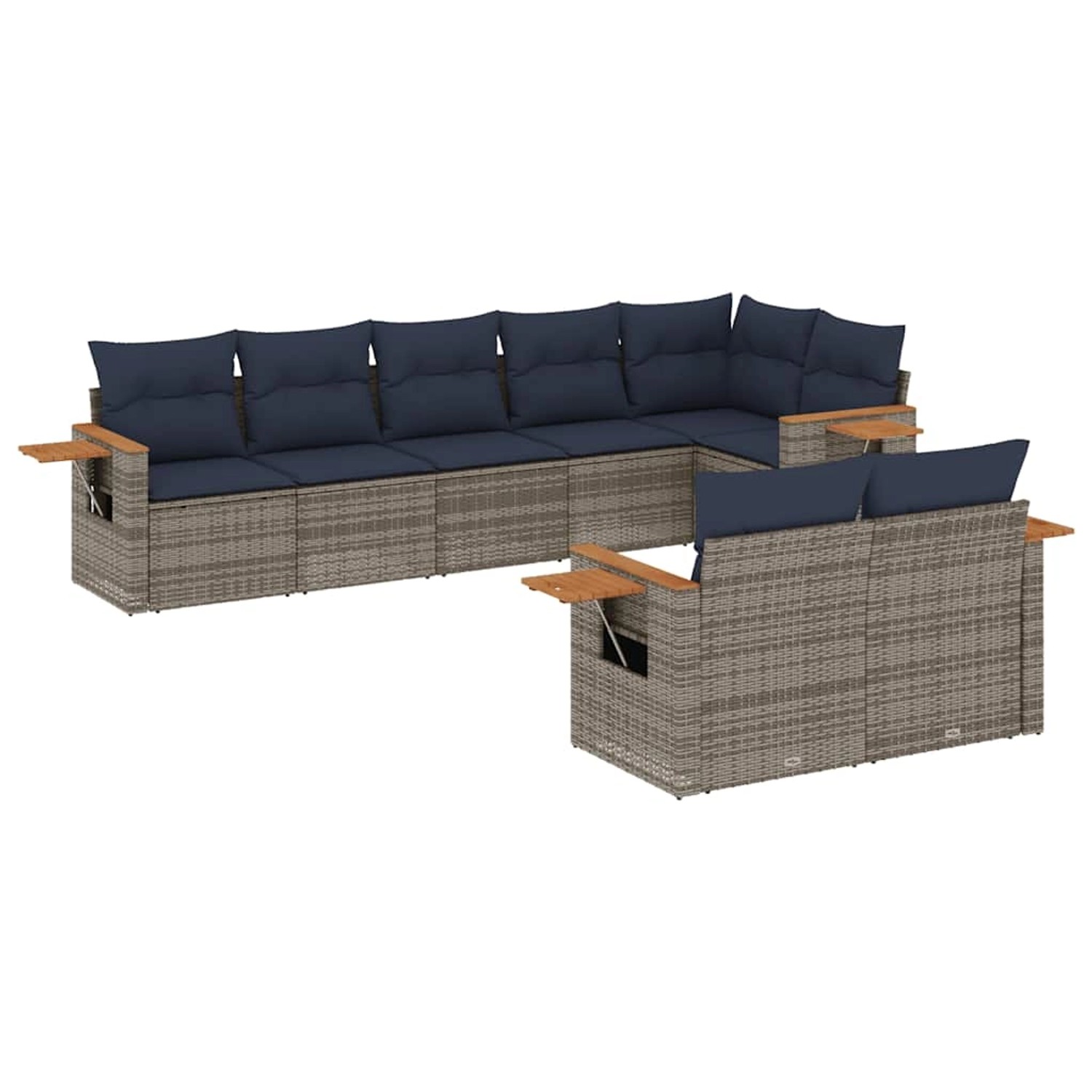vidaXL 8-Tlg Garten-Sofagarnitur mit Kissen Grau Poly Rattan 3226992 günstig online kaufen