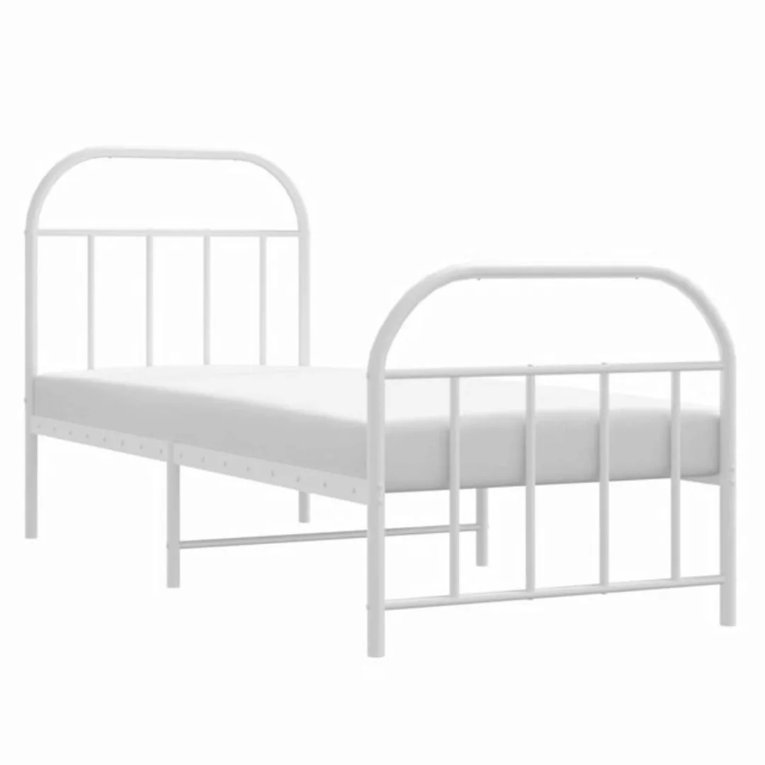 vidaXL Bett Bettgestell mit Kopf- und Fußteil Metall Weiß 75x190 cm günstig online kaufen