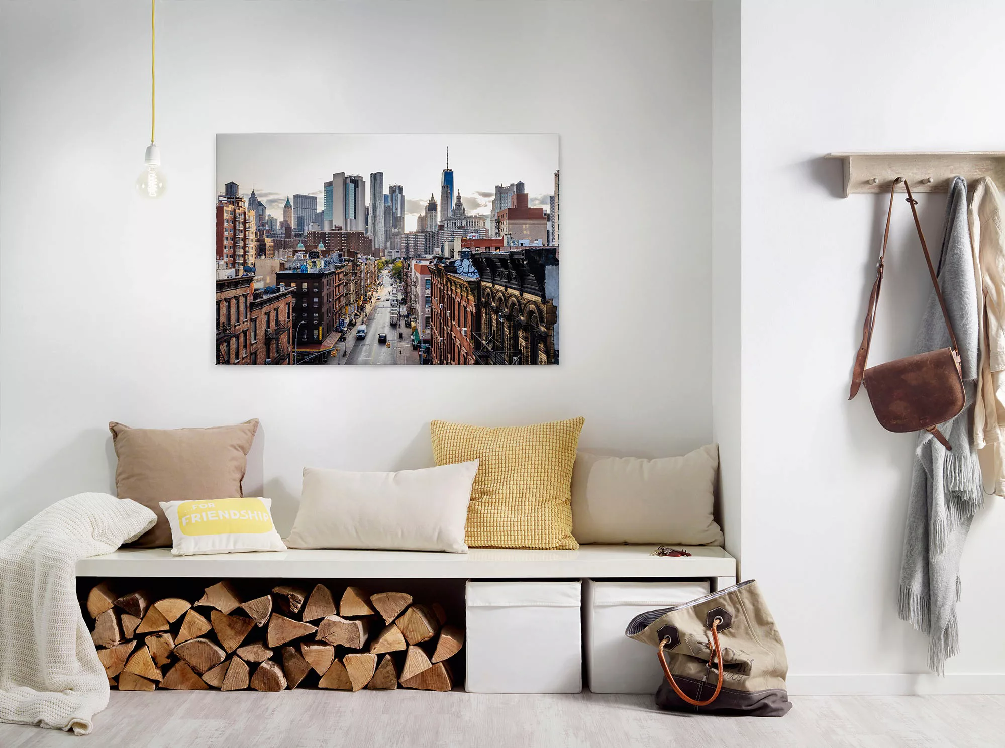 Bricoflor Leinwand New York Skyline Urbanes Wandbild In Beige Und Rosa Für günstig online kaufen