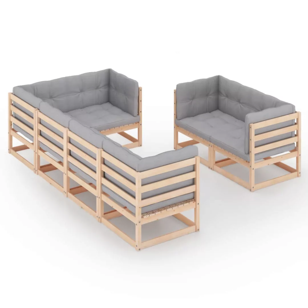 7-tlg. Garten-lounge-set Mit Kissen Kiefer Massivholz günstig online kaufen