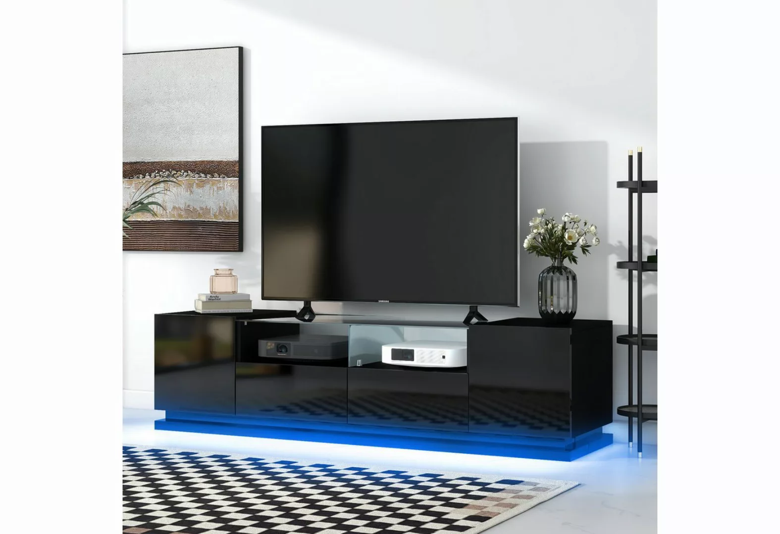 HAUSS SPLOE TV-Schrank Hochglänzend mit 2 Schubladen, 2Türen, Lowboard, LED günstig online kaufen