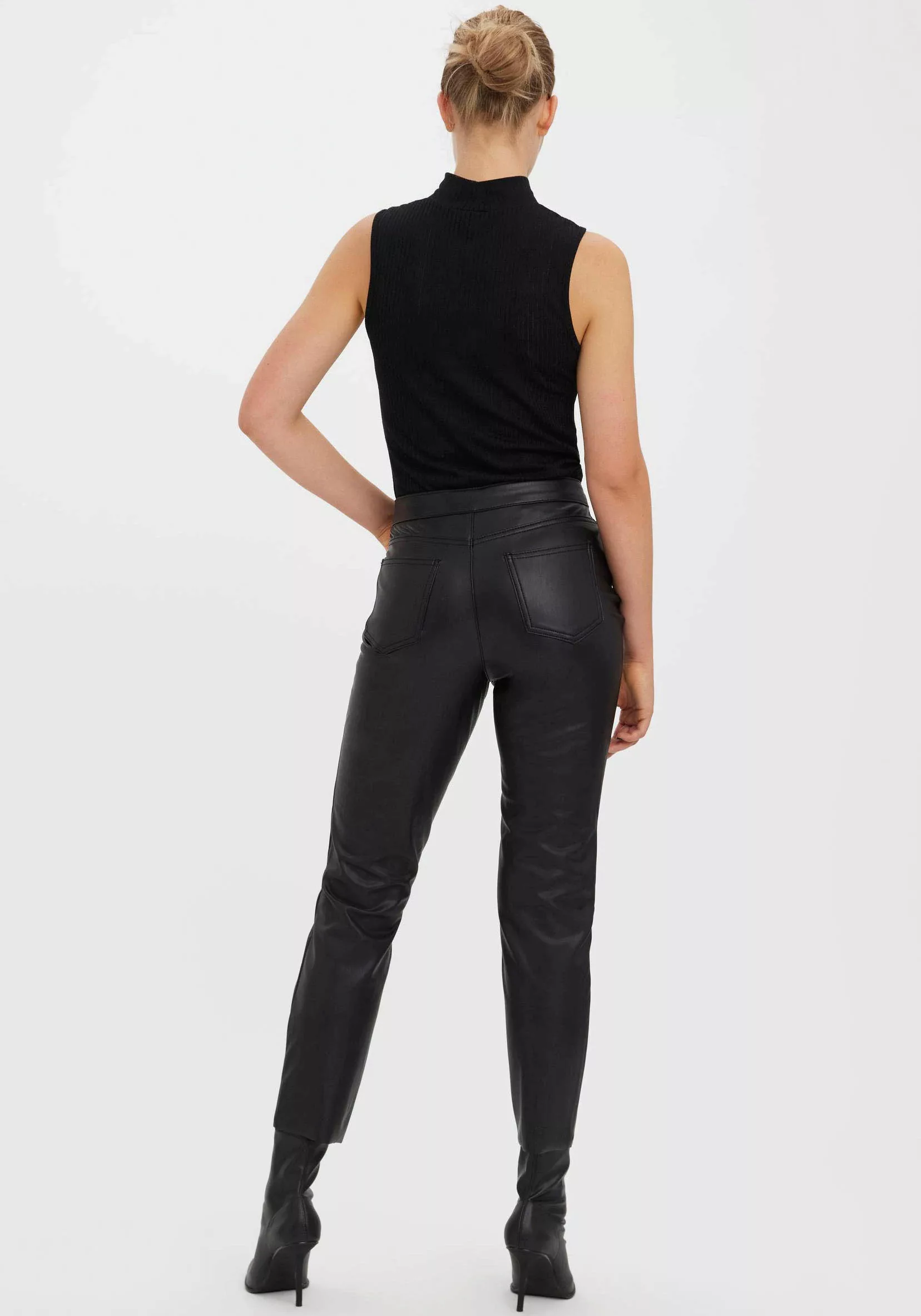 Vero Moda Lederimitathose "VMBRENDA HR STRAIGHT PL ANK PANT NOOS" günstig online kaufen