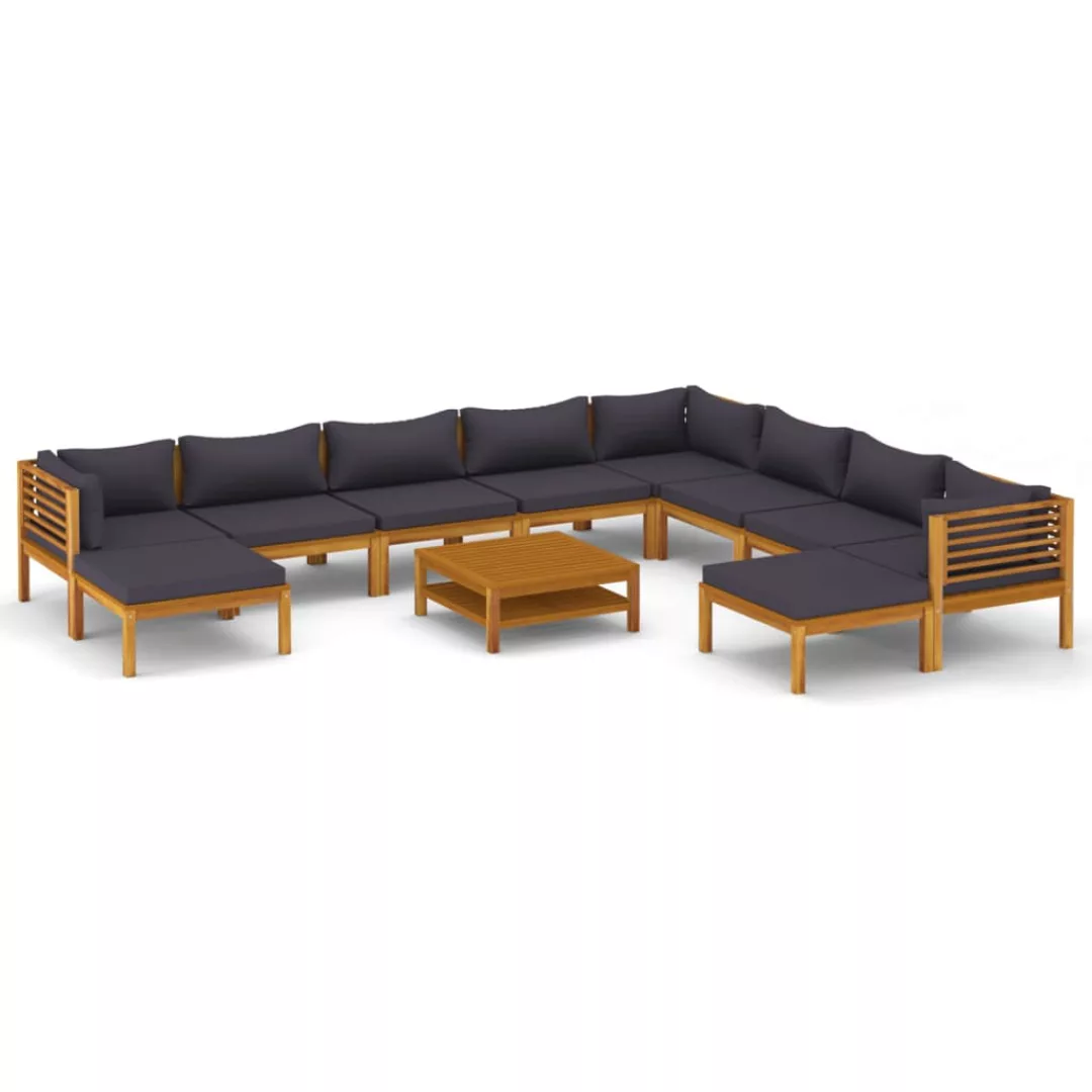 11-tlg. Garten-lounge-set Mit Auflage Massivholz Akazie günstig online kaufen