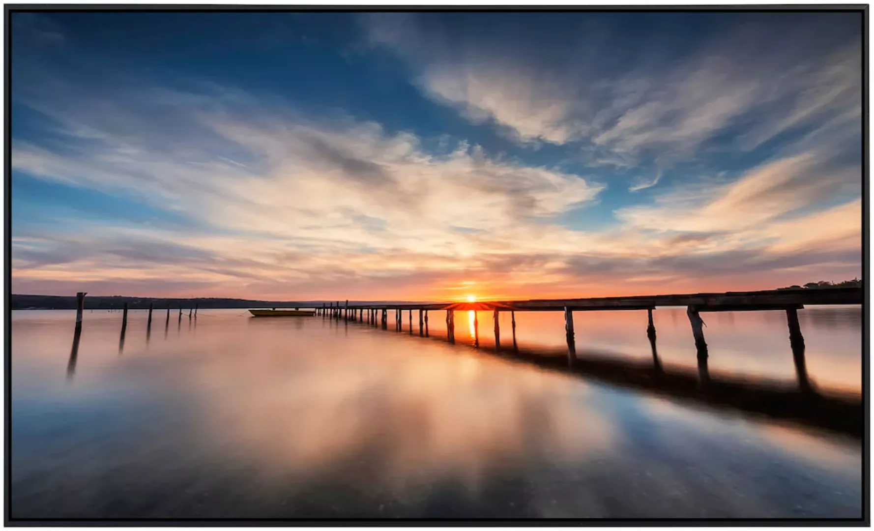 Papermoon Infrarotheizung »Lake Sunset Wooden Pier«, sehr angenehme Strahlu günstig online kaufen