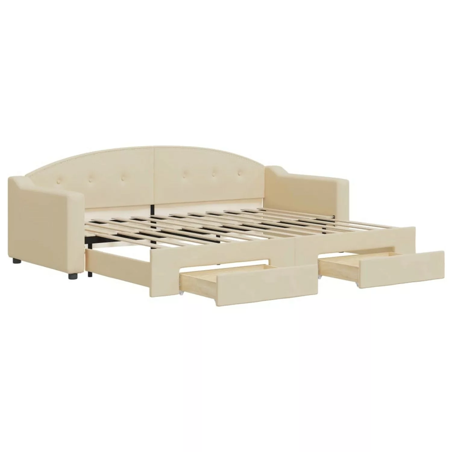 vidaXL Tagesbett Ausziehbar mit Schubladen Creme 80x200 cm Stoff1898379 günstig online kaufen