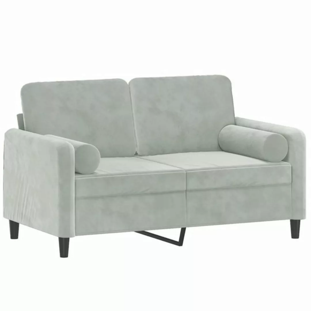vidaXL Sofa 2-Sitzer-Sofa mit Zierkissen Hellgrau 120 cm Samt günstig online kaufen
