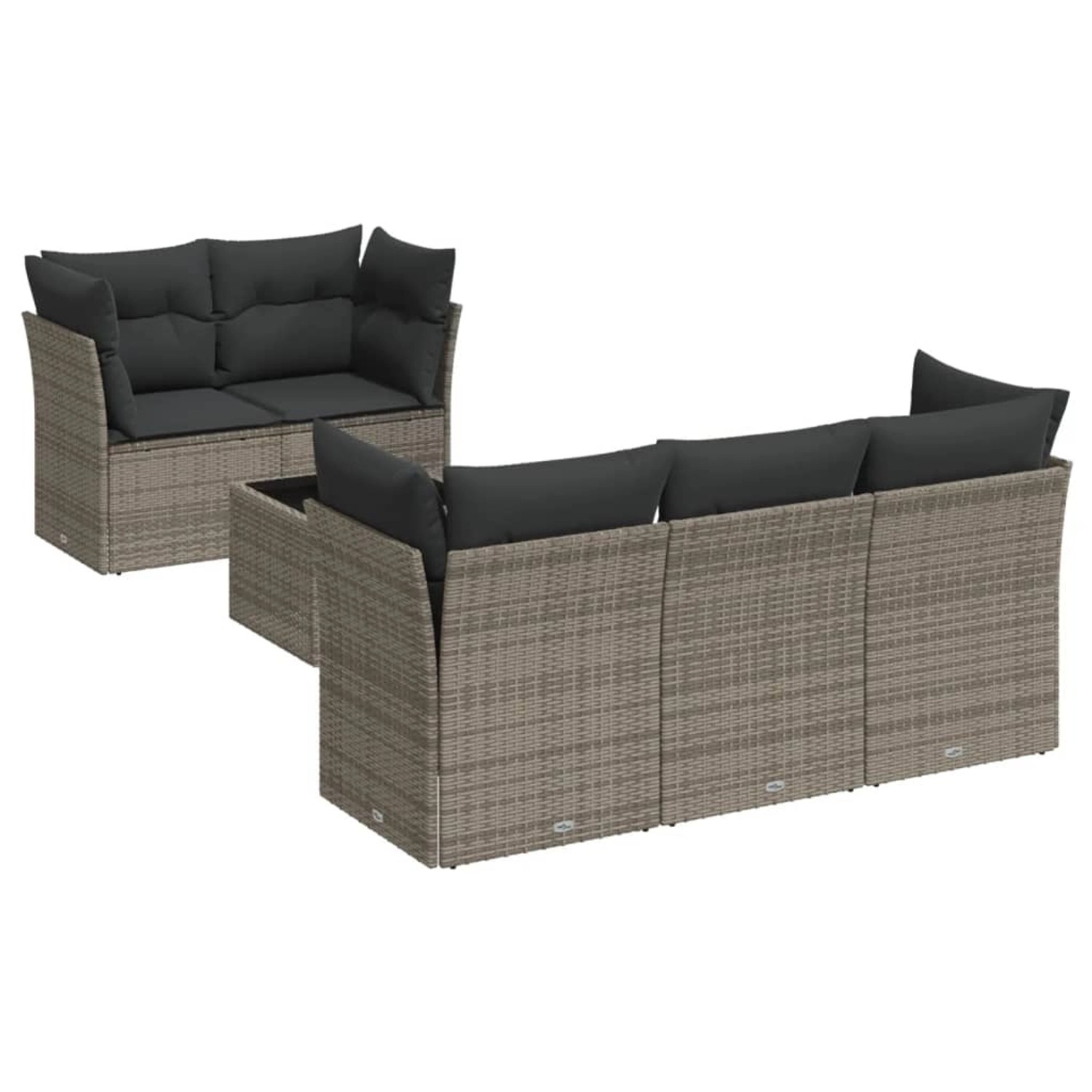 vidaXL 6-Tlg Garten-Sofagarnitur mit Kissen Grau Poly Rattan 3217250 günstig online kaufen