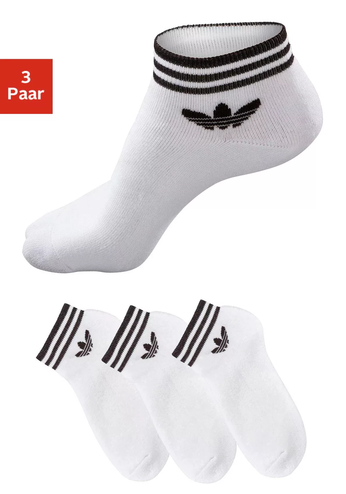 Adidas Originals Trefoil Knöchelhalbe Kissensocken 3 Paare EU 31-34 White / günstig online kaufen