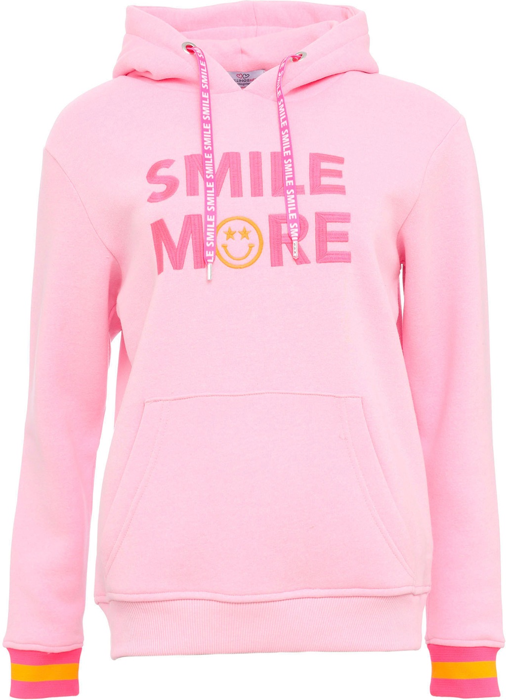 Zwillingsherz Hoodie ""Smile More"", Neonbündchen, Kapuze, Langarm, Bänder günstig online kaufen
