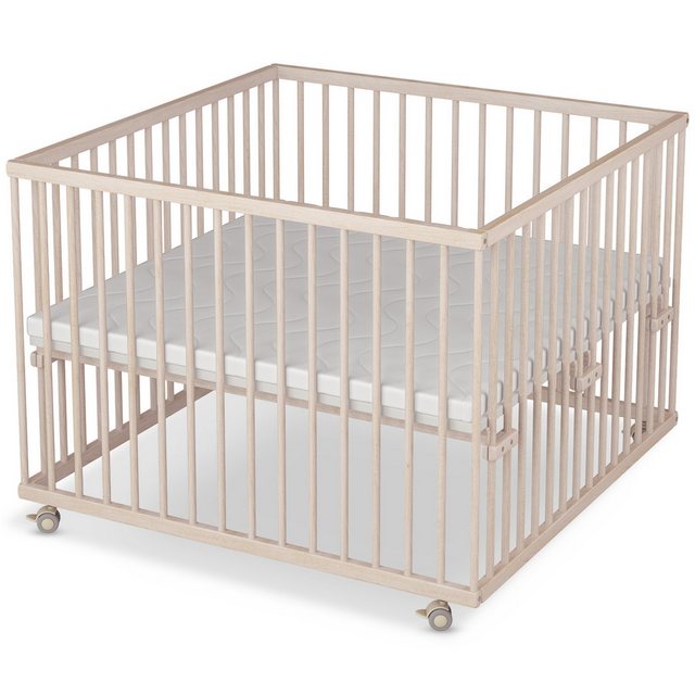 Sämann Babybett Laufgitter 100x100 cm mit Matratze natur Set Premium Kollek günstig online kaufen