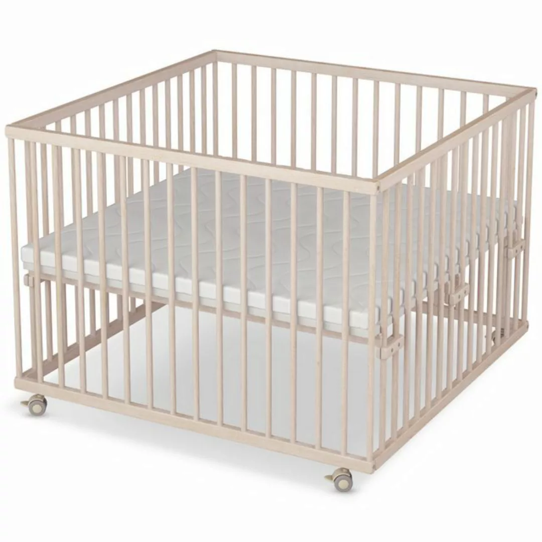 Sämann Babybett Laufgitter 100x100 cm mit Matratze natur Set Premium Kollek günstig online kaufen