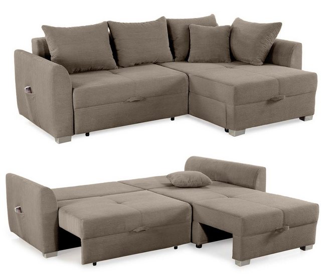 luma-home Ecksofa 15208, mit Bettkasten 236x160 cm, Bettfunktion, Ottomane günstig online kaufen