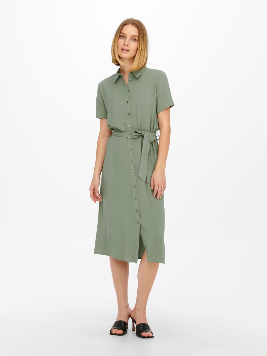 ONLY Knielanges Blusenkleid Damen Grün günstig online kaufen