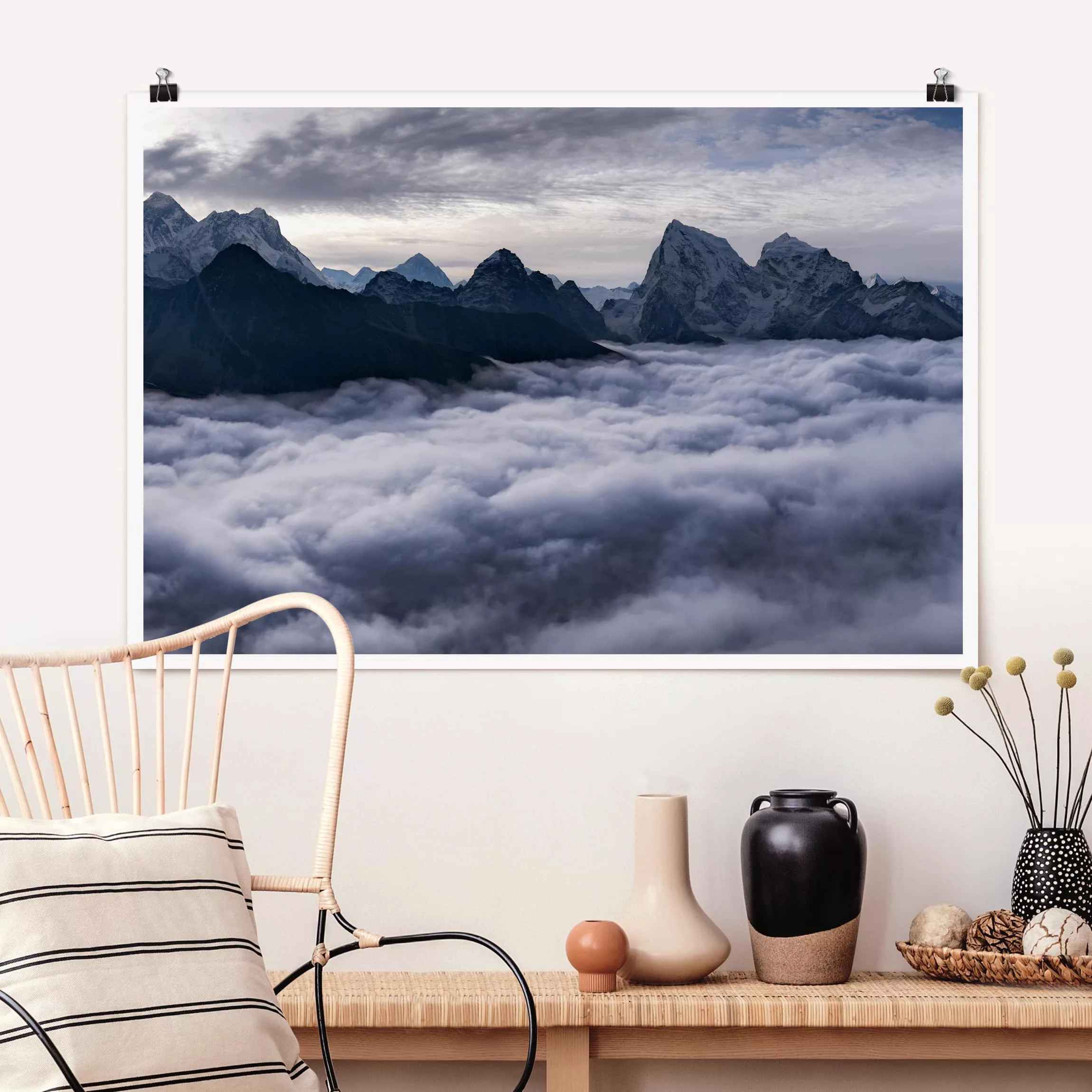 Poster Natur & Landschaft - Querformat Wolkenmeer im Himalaya günstig online kaufen