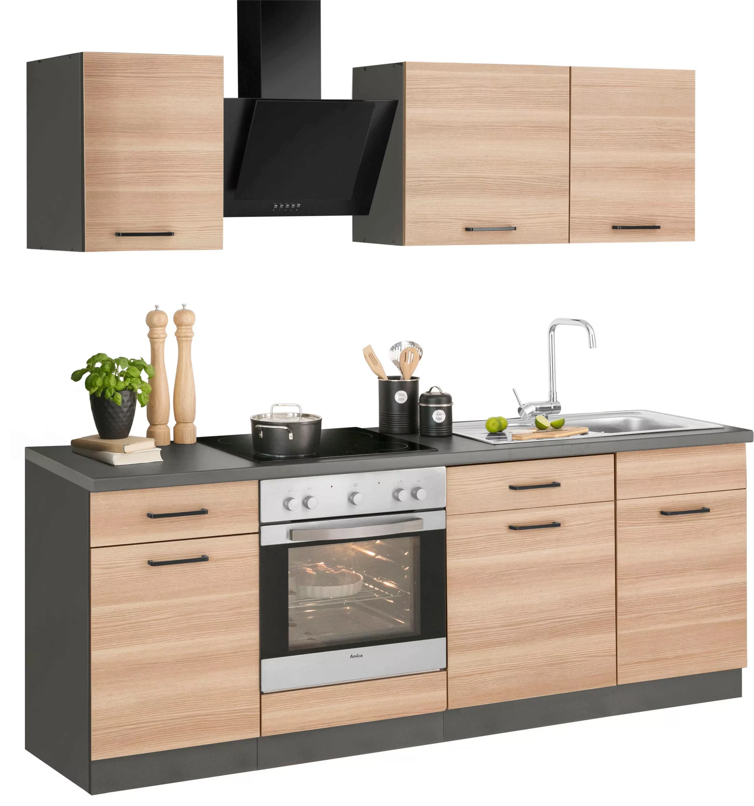 wiho Küchen Küchenzeile "Esbo", mit E-Geräten, Breite 220 cm günstig online kaufen