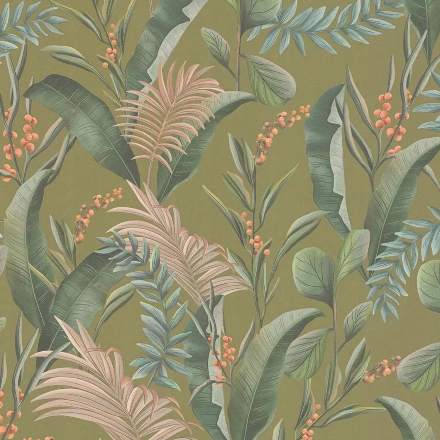 Bricoflor Palmenblätter Tapete In Olivgrün Botanik Vliestapete Mit Blätter günstig online kaufen