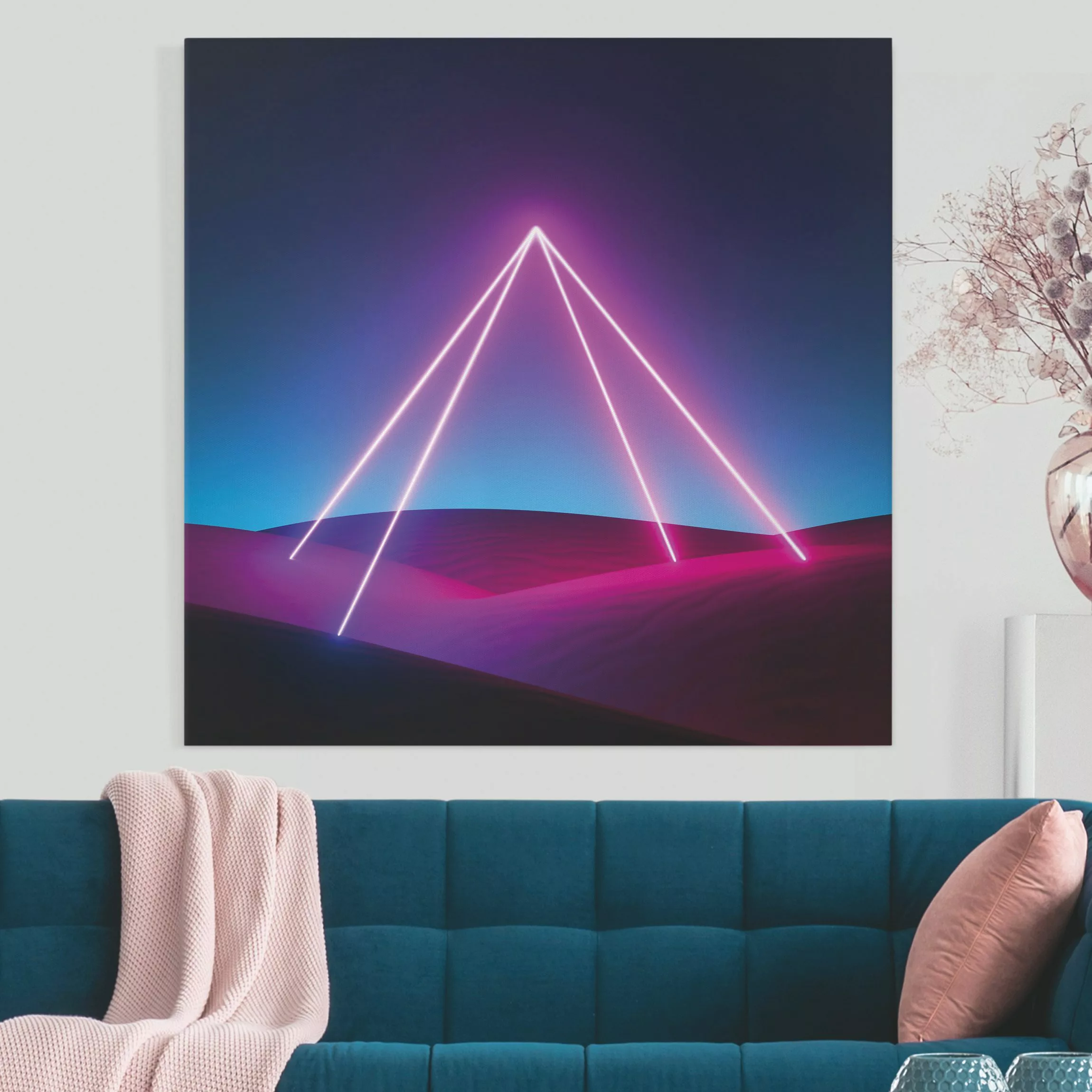 Leinwandbild Neonlichtpyramide günstig online kaufen