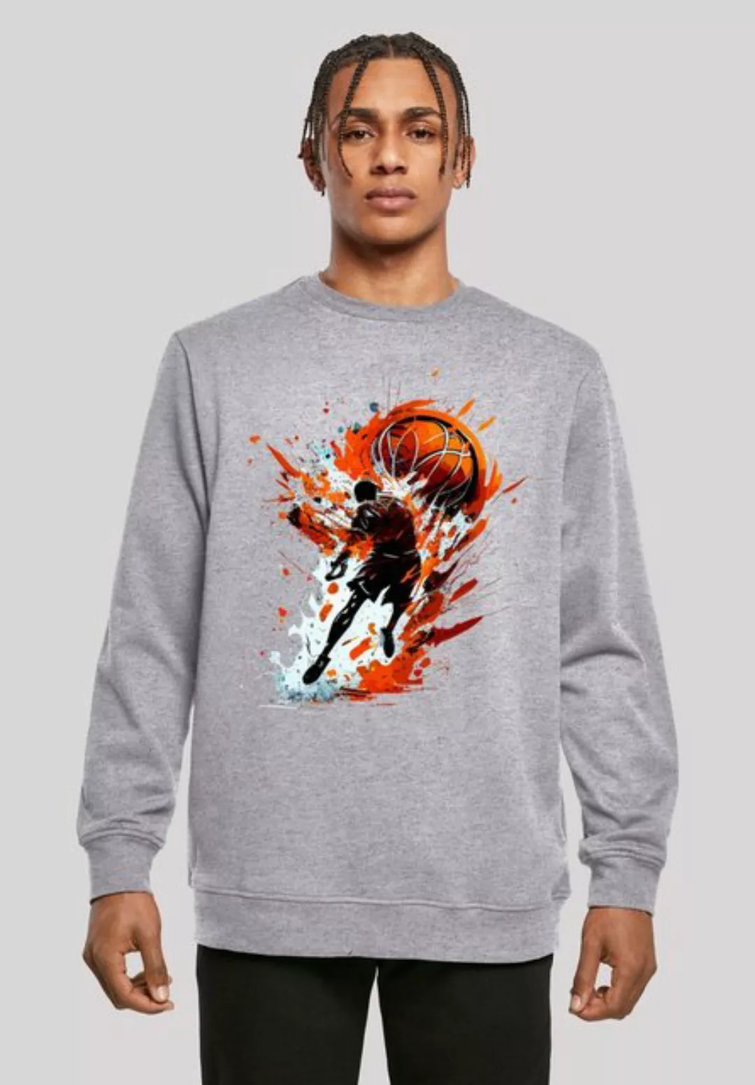 F4NT4STIC Kapuzenpullover Basketball Splash Orange Sport CREW Print günstig online kaufen