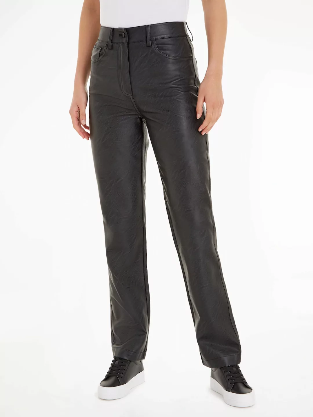 Calvin Klein Jeans Lederimitathose "FAUX LEATHER HIGH RISE STRAIGHT" günstig online kaufen