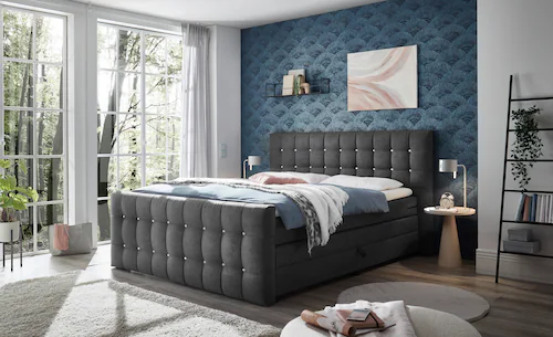 ED EXCITING DESIGN Boxspringbett "Loberie", mit Strasssteinen im Kopf- und günstig online kaufen