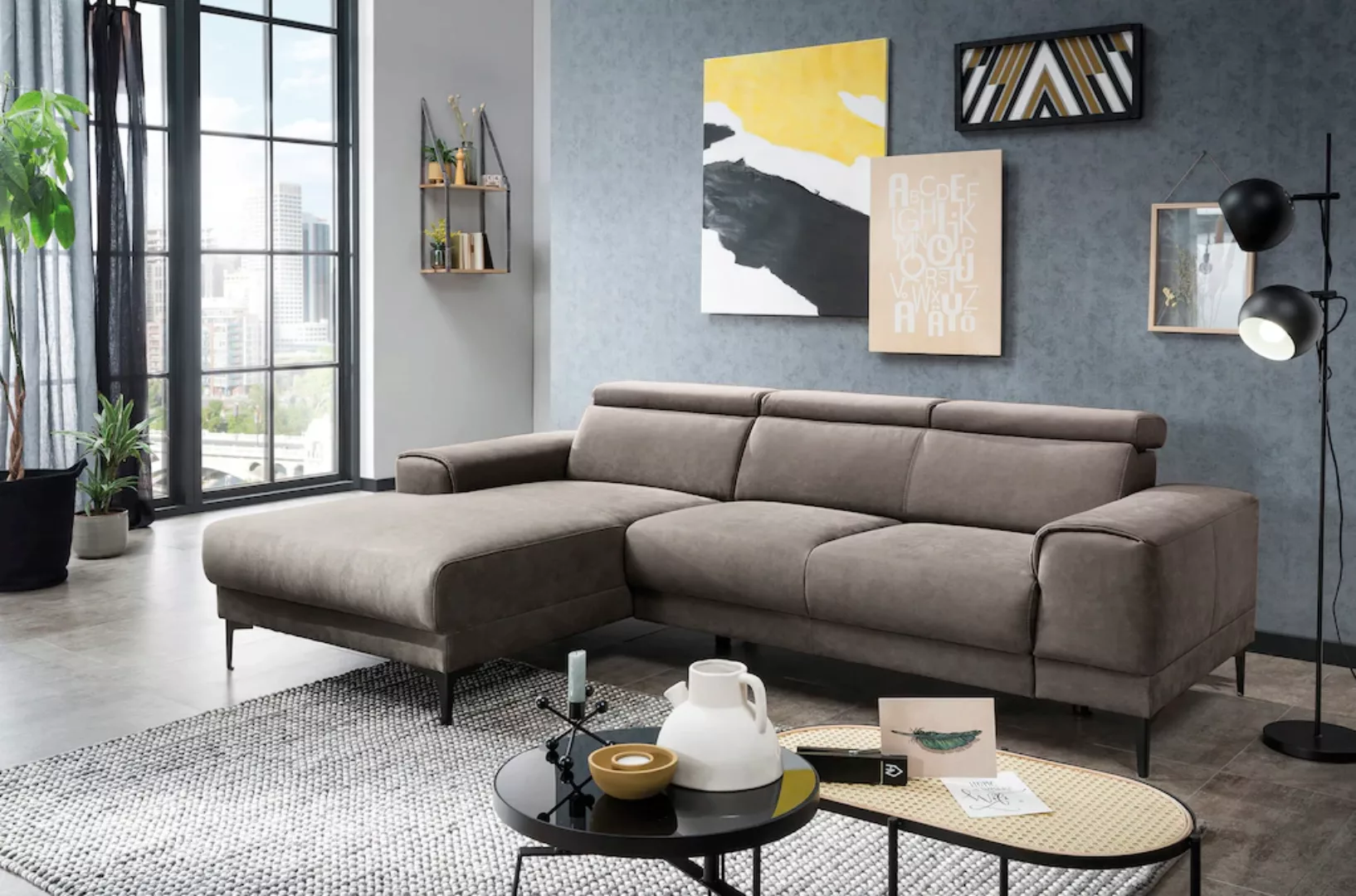 exxpo - sofa fashion Ecksofa "Ophelia, L-Form", mit 3 Kopfstützen, wahlweis günstig online kaufen