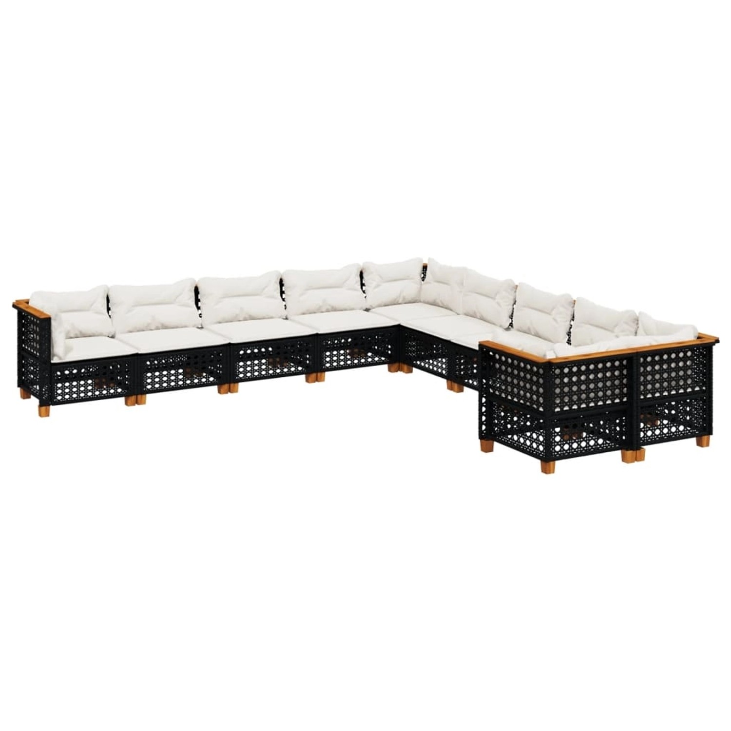 vidaXL 10-Tlg Garten-Sofagarnitur mit Kissen Schwarz Poly Rattan 3262046 günstig online kaufen