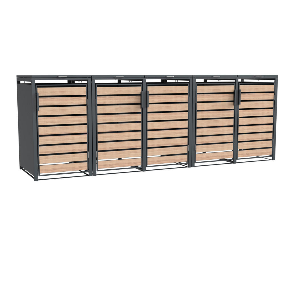 Westmann Mülltonnenbox Lacina 5 x 240 l Anthrazit/Holzoptik 80 x 332 x 116 günstig online kaufen