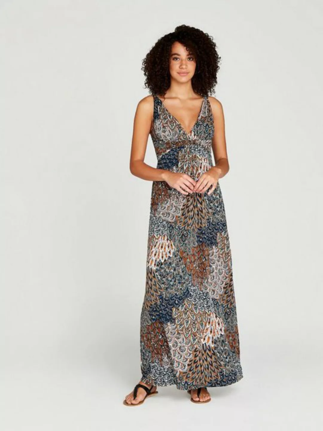 Apricot Maxikleid Tribal Feather Maxi Dress, mit tollem Druck günstig online kaufen