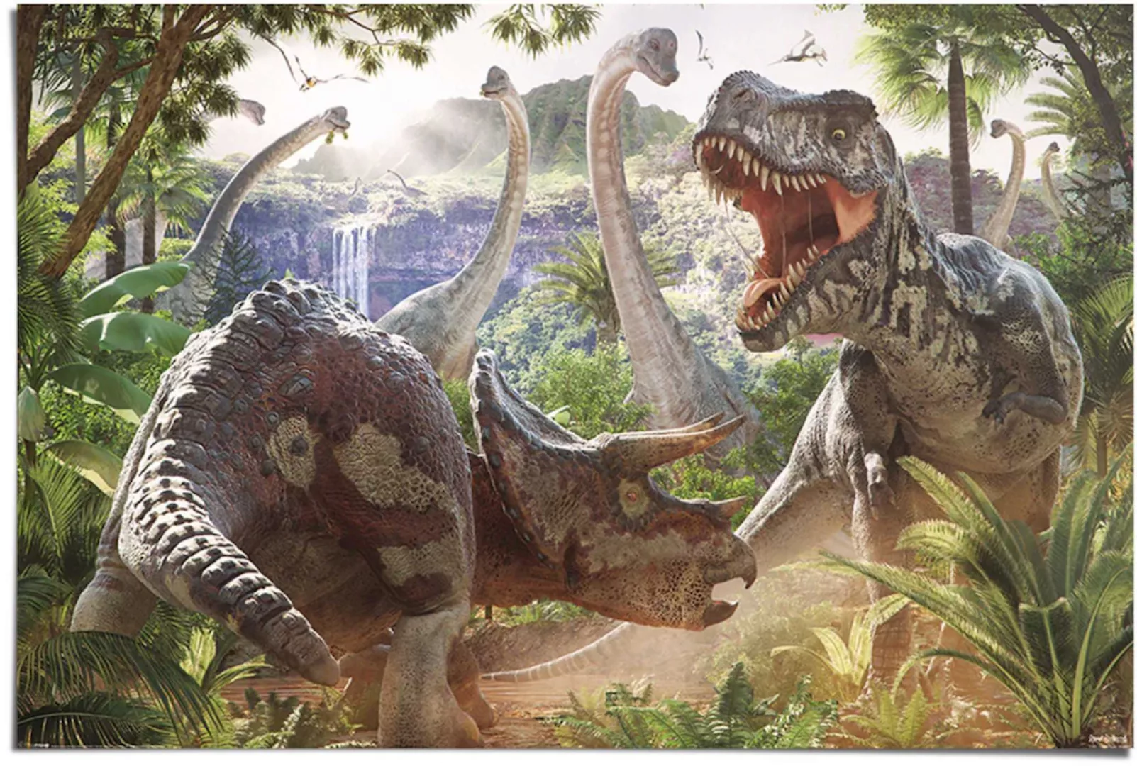 Reinders Poster "Poster Kampf der Dinosaurier", Dinosaurier, (1 St.) günstig online kaufen