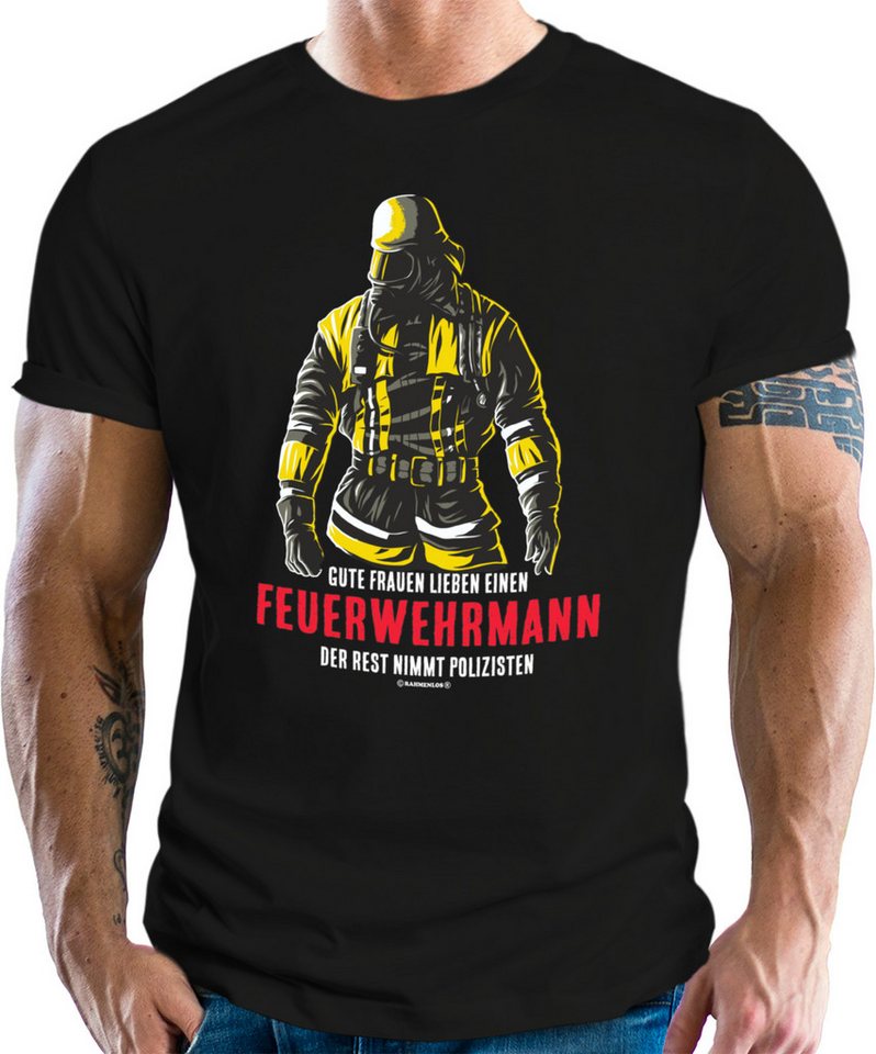 RAHMENLOS® T-Shirt gute Frauen lieben einen Feuerwehrmann günstig online kaufen