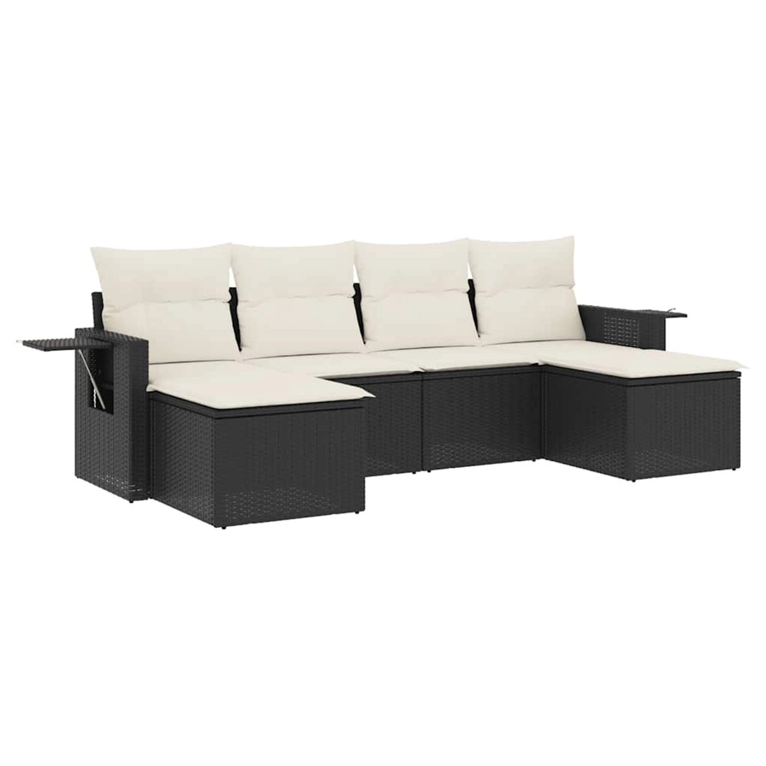 vidaXL 6-Tlg Garten-Sofagarnitur mit Kissen Schwarz Poly Rattan 3252853 günstig online kaufen