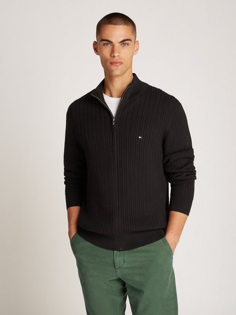 Tommy Hilfiger Strickjacke HERRINGBONE STRUCTURE ZIP THRU mit Zopfmuster günstig online kaufen