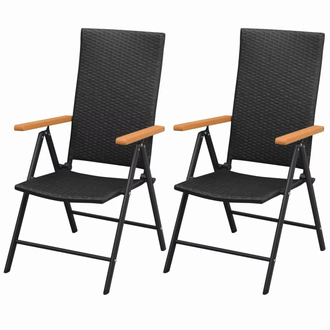 Stapelbare Gartenstühle 2 Stk. Poly Rattan Schwarz günstig online kaufen