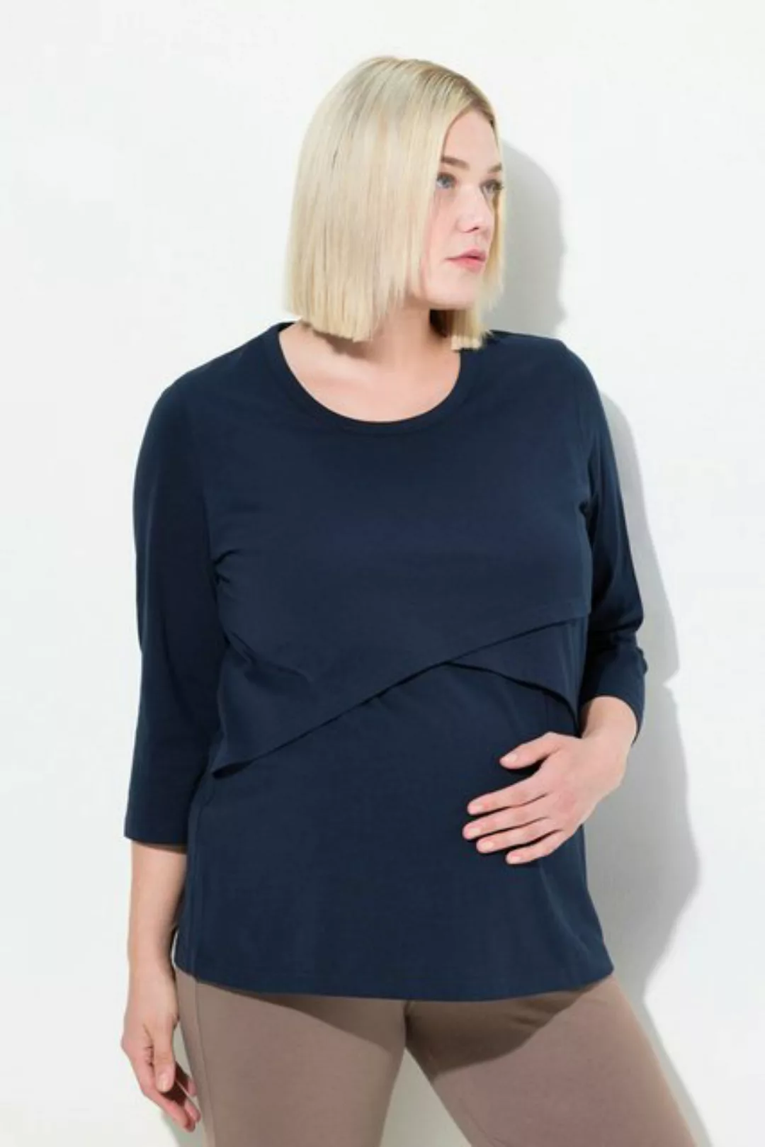 Ulla Popken Rundhalsshirt Bellieva-T-Shirt Maternity Shape Still-Funktion günstig online kaufen