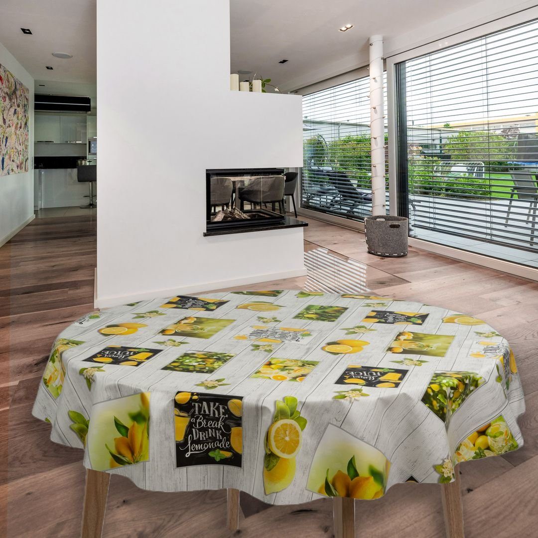 laro Tischdecke Wachstuch-Tischdecken Zitrone Limonade Rund günstig online kaufen
