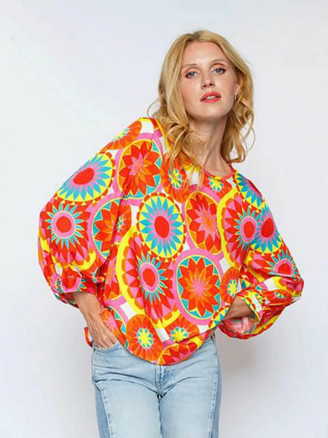 Emily Van Den Bergh Schlupfbluse Shirtbluse Mandala Orange günstig online kaufen