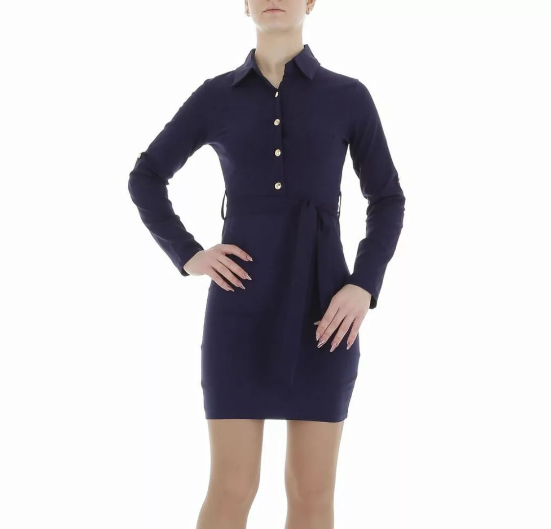 Ital-Design Minikleid Damen Freizeit Stretch Blusenkleid in Dunkelblau günstig online kaufen